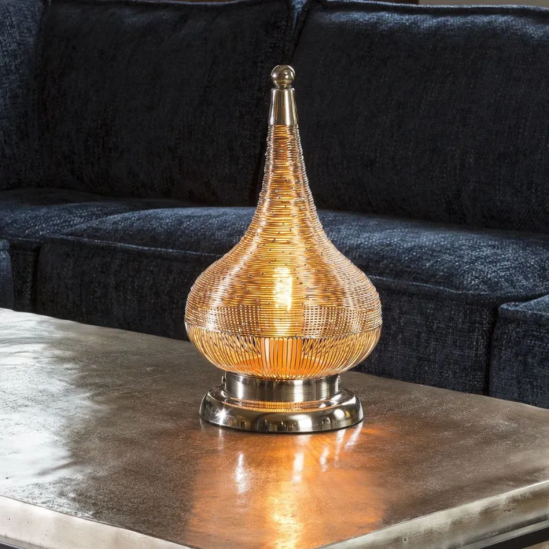 Beautiful Distinctive Silver Nickle Table Lamp Wire Coil Small 220 x 380mm