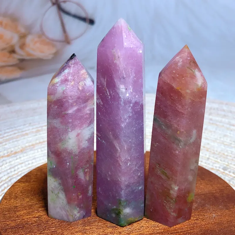 Natural Crystals Pink Forest Tourmaline Flash Tower Garden Decorations Rare Torch Prismatic Mineral Energy Gemstones (Weat...