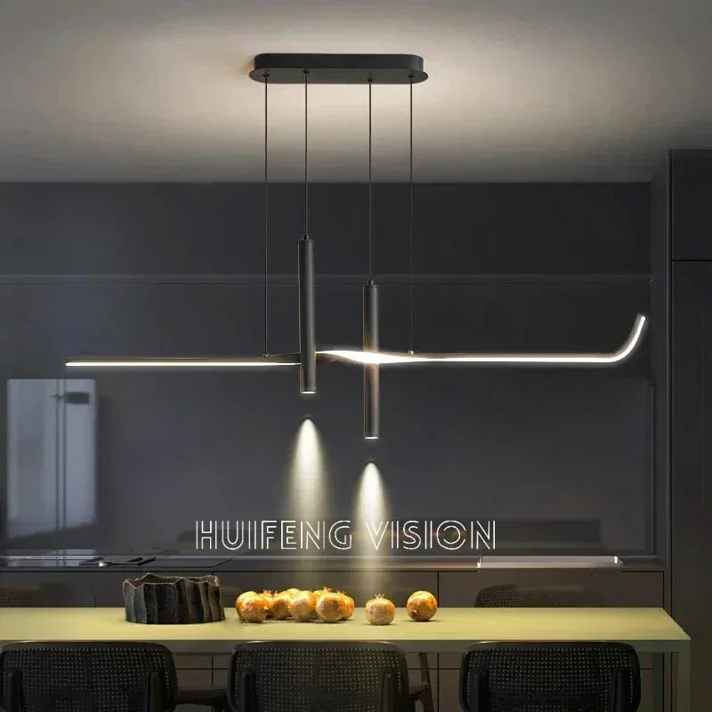 Afralia™ Linear LED Pendant Chandelier Flexible Spotlights
