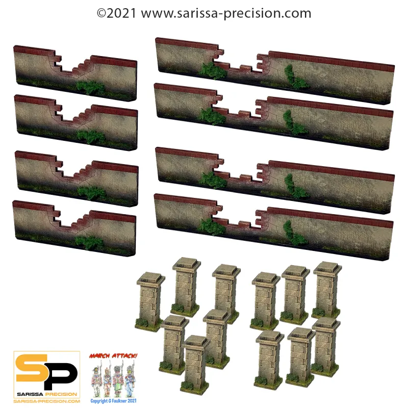 Outdoor Green Beam Walls - High Stucco Walls, Broken