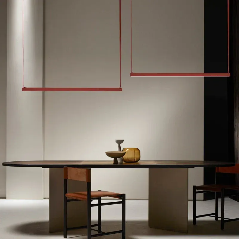 Afralia™ Modern Orange Gray Pendant Lighting Dining Room, Adjustable Aluminium Belt Textile Fixture