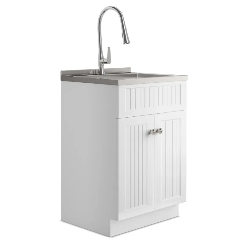 Beckham - Laundry Cabinet & Faucet And Stain-free Steel Sink 2 Compartment Basins