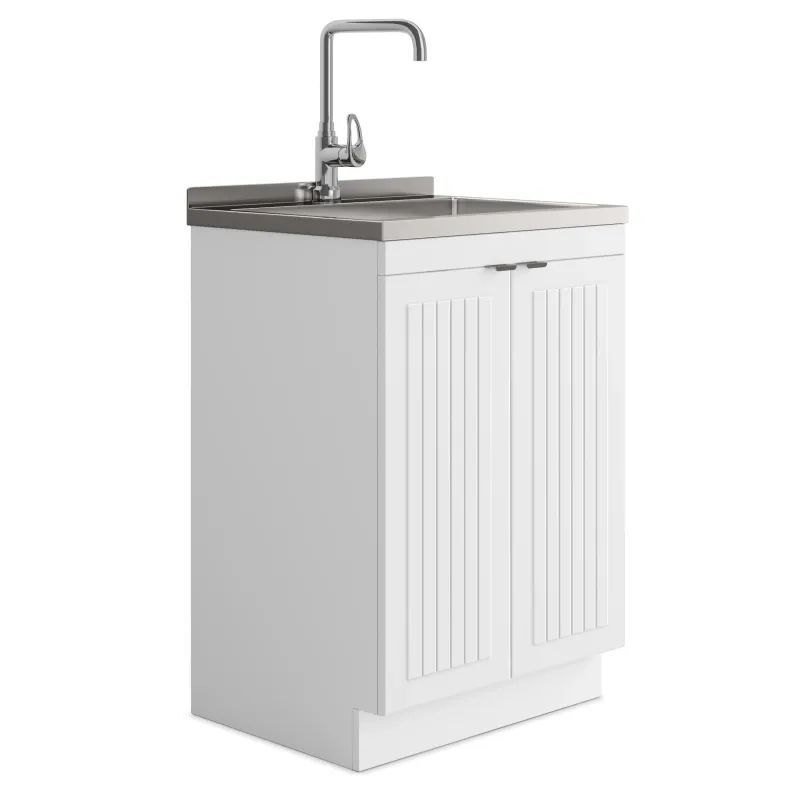 Murphy - Laundry Cabinet & Faucet And Stainless Chromed Sink Compatible Washing Machines