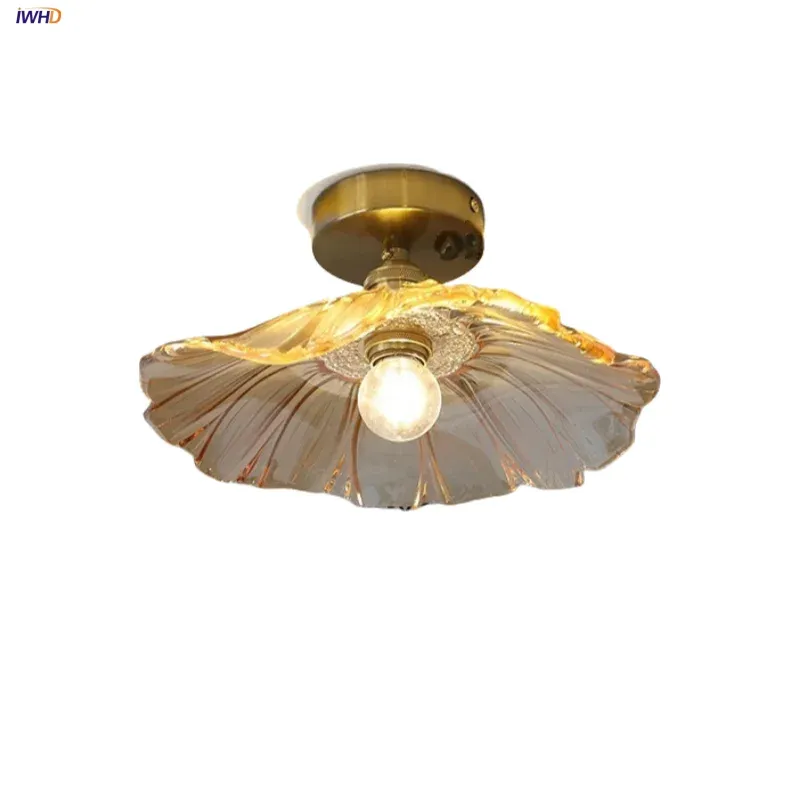 Afralia™ Lotus Glass LED Ceiling Portable Copper Base - Modern Nordic Design