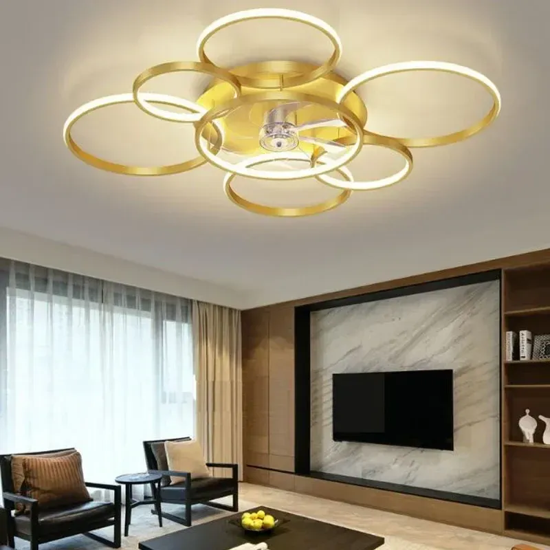Afralia™ Upmarket Modern Nordic Living Room Fan Lamp - Integrated Ceiling Light Bedroom Decor