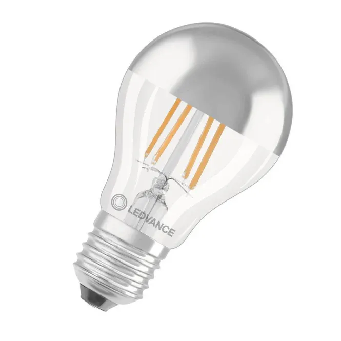 LEDV LED Bulb 6,5-50W/827 650lm 300° E27 kuppenverspiegelt silber EEK F