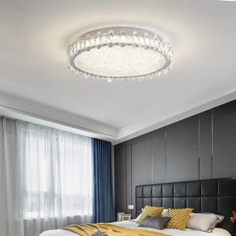 Afralia™ Contemporary Round LED Crystal Ceiling Light Home Decor Lighting