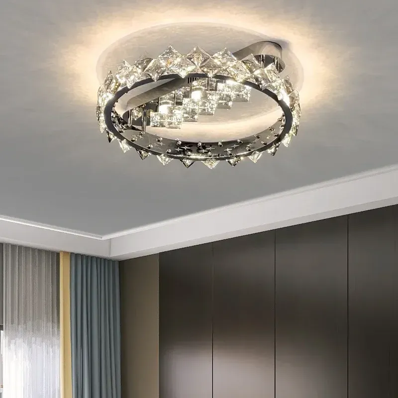 Afralia™ Crystal Posh Ceiling Light Living Room & Bedroom - Modern LED Warm Glow : Galaxy Projector