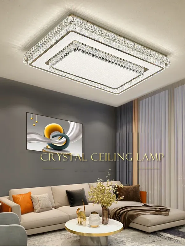 Afralia™ Modern Crystal LED Ceiling Lights Glowing Living Room Decor