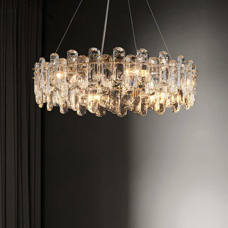 LED Powered Afralia™ Amber Crystal Strip Chandelier - Dimmable Indoor Ceiling Light