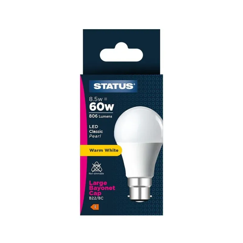 Smart Wi-Fi Status Energy-Efficient LED GLS Bulb | 8.5W, Warm Alabaster, B22/BC Cap