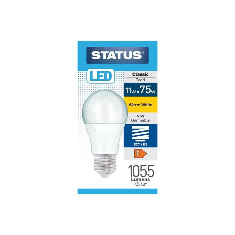 Status 11W 1055lm LED A60 Bulb | Toasty White, E27/ES Base