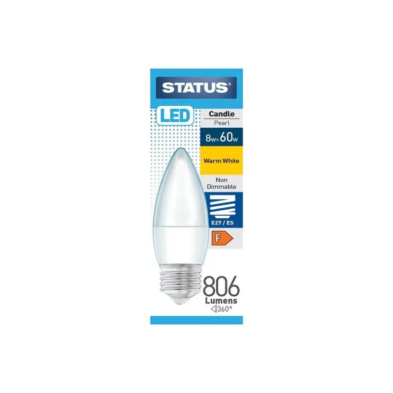 Status Energy-Efficient LED Candle Bulb | 8W, Warm Alabaster, E27/ES Base Tunable White