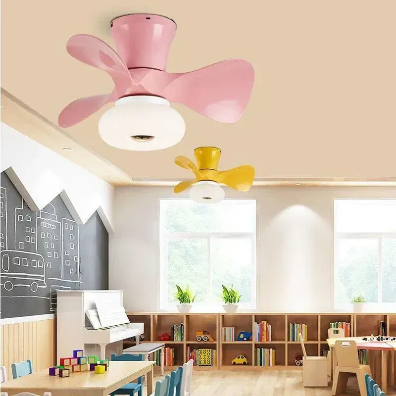 Afralia™ 22 Inch Smart Ceiling Fans Wood Color and Colorful Buoyant