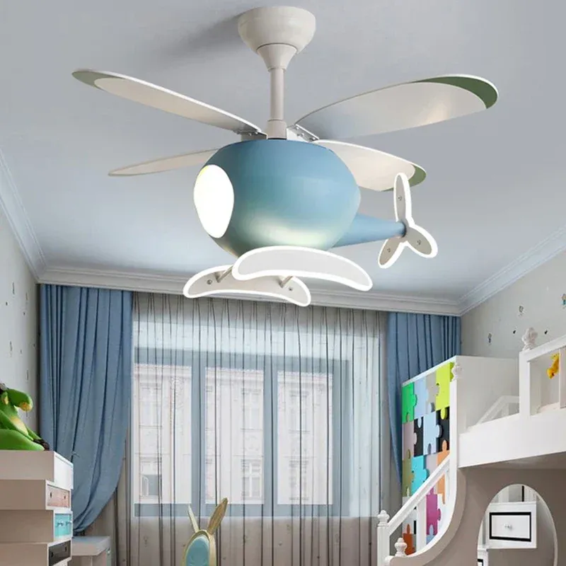 Afralia™ LED Ceiling Fan Lights Minimalist Kids' Bedroom and Dining Room