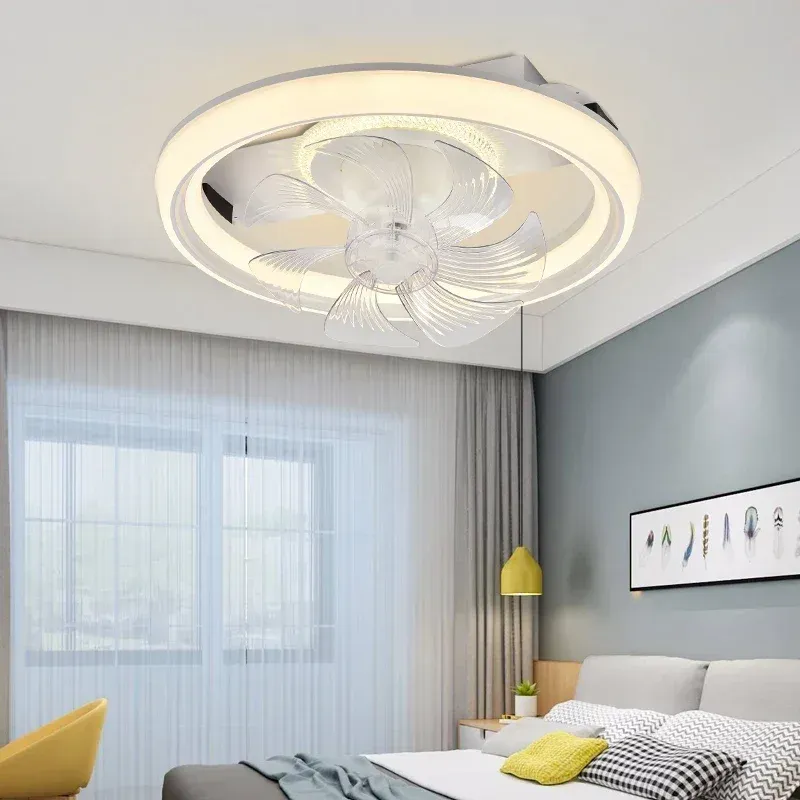 Afralia™ Nordic Wind Hotel Living Room LED Fan Airy Bedroom 110V-220V Ceiling Fan