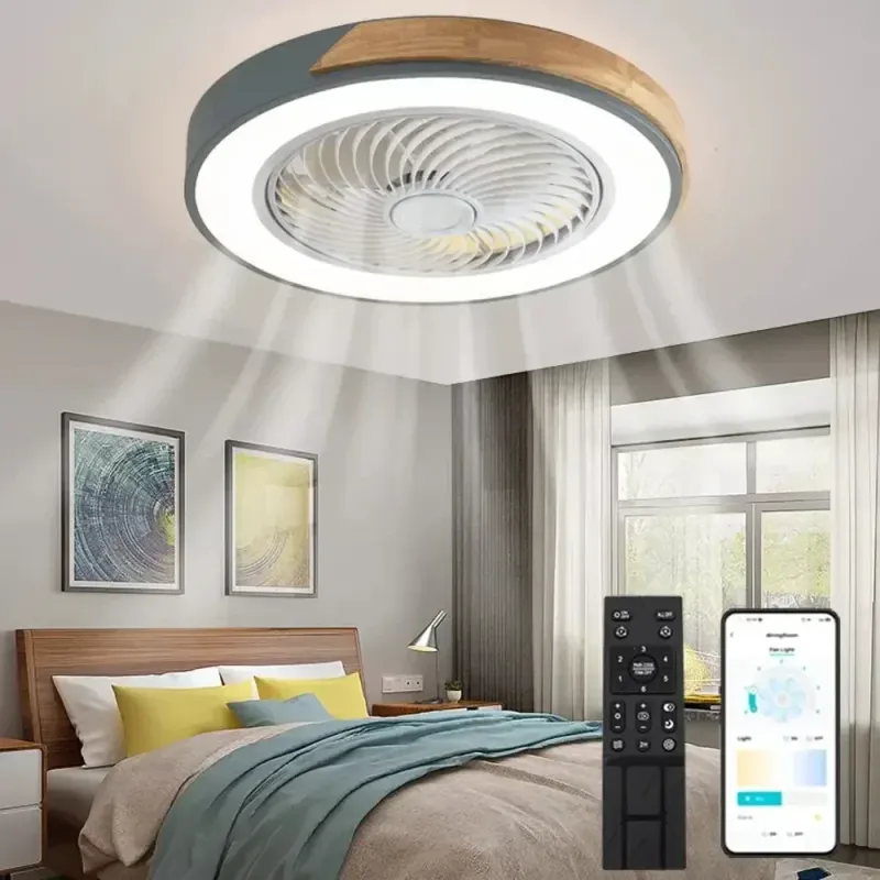 Afralia™ Wood Ceiling Fan Light Remote Control & Dimmable LED - Sleek Low Profile