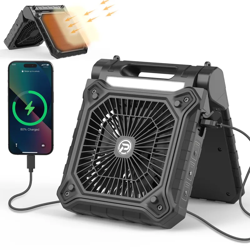 Premium Matte Black Solar Powered Fan LED Lights