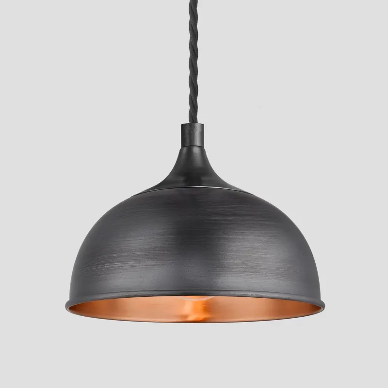 Chelsea Dome Pendant - 8 Inch - Pewter & Terra cotta