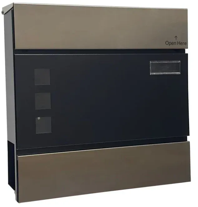 MANOR CHARCOAL & SILVER GALVANISED STEEL POSTBOX - 643150