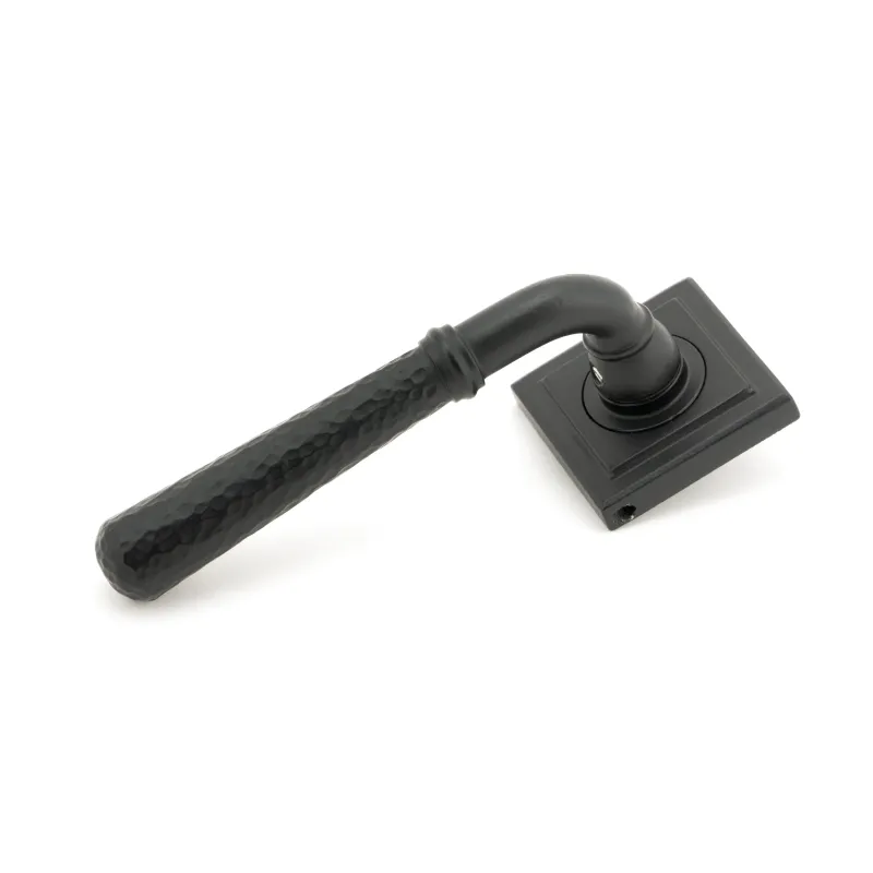 Matt Black Hammered Newbury Lever on Rose Place (Square) | From Anvil