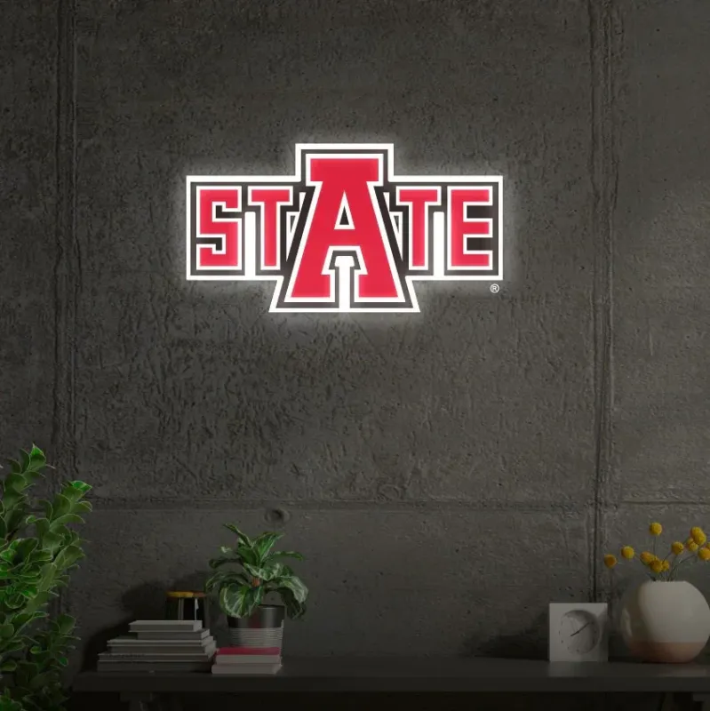 Arkansas State University "STATE" LED UV Print Neon Sign w/ Dimmer - 20"