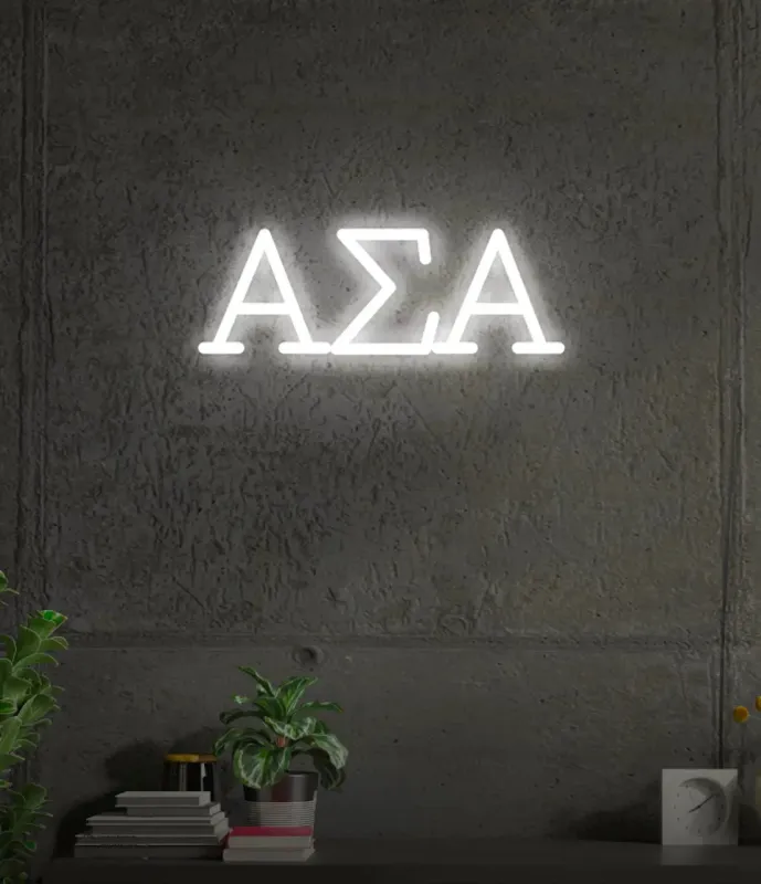 Energy Efficient Alpha Sigma Alpha Greek Letters LED Neon Sign w/ Dimmer