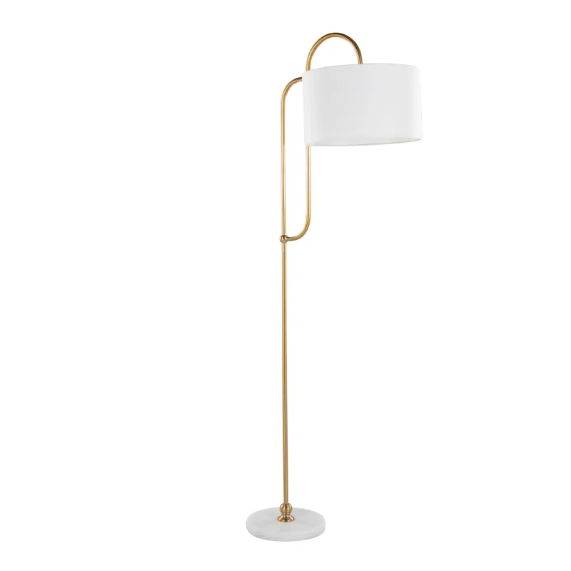 Leslie - Glam / Art Deco Floor Lamp - Gold / Ivory