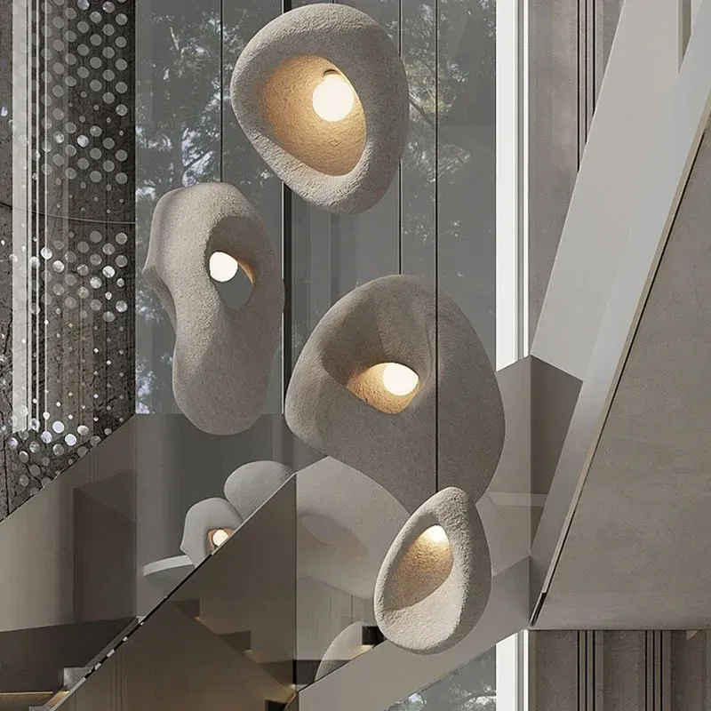 Afralia™ Artisanal Wabi Sabi Duplex Villa Stairs Pendant Lights - Nordic Design Chandelier