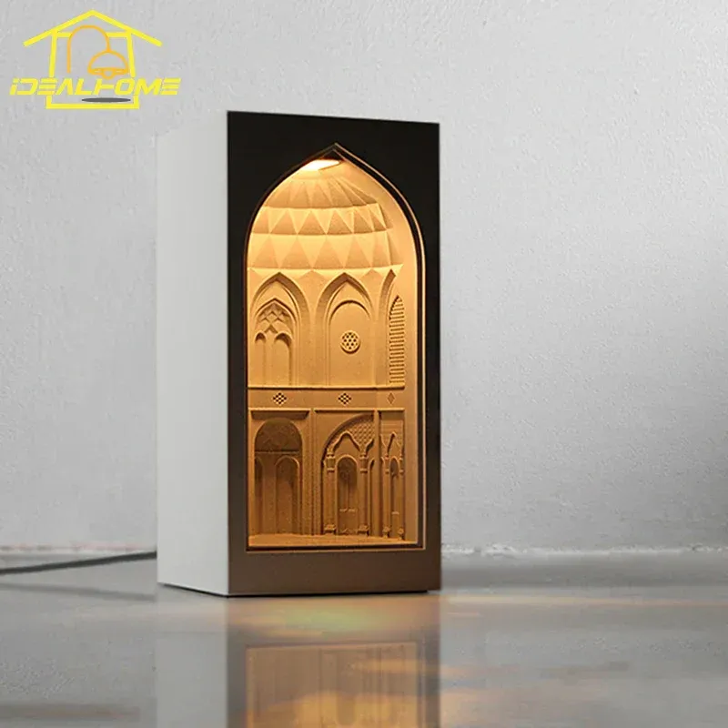 Afralia™ Persian Garden Concrete Table Lamp Touch Dimming, Bedroom Desk Buoyant