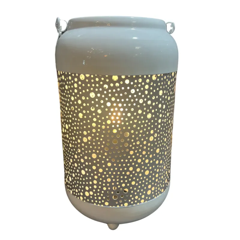 Artmoda White and Sterling Lantern Table Lamp - 641206