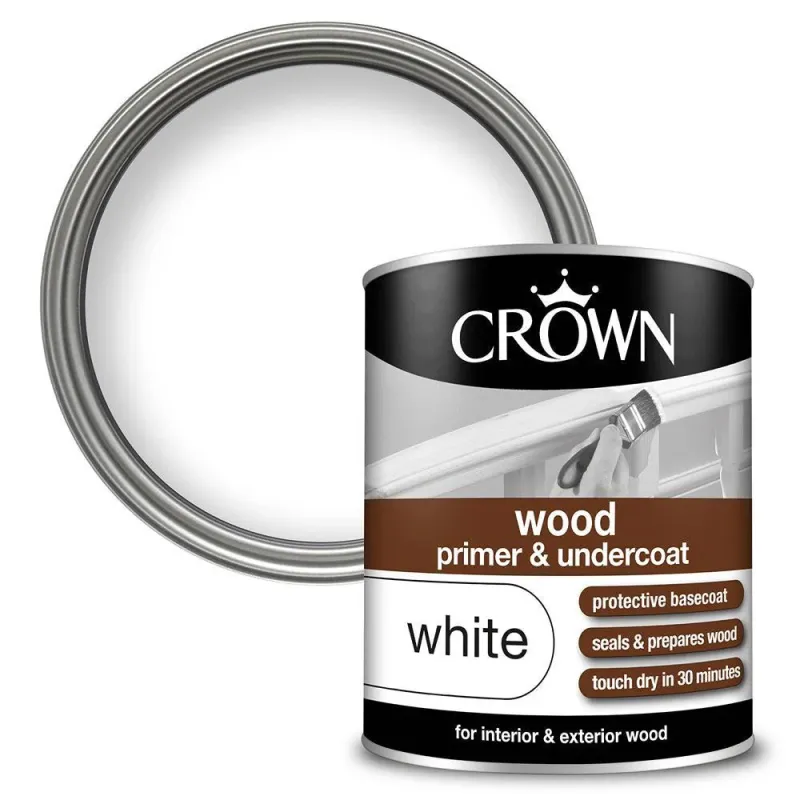 Crown Quick Dry Wood Primer & Undercoat | Alabaster Pure White