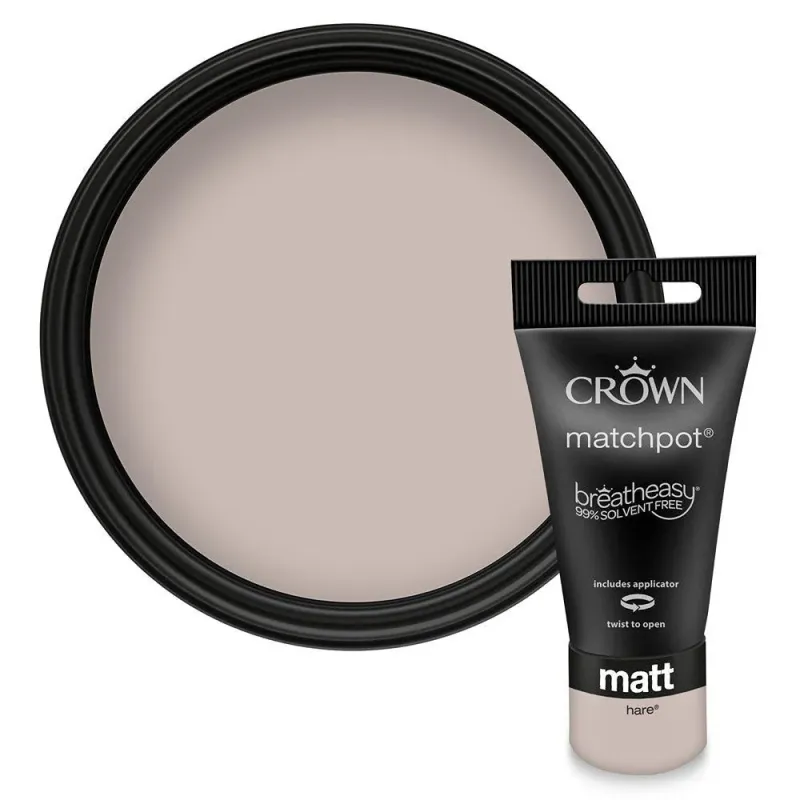 Crown Walls & Ceilings Matt Emulsion Paint | Hare | 40ml Tester