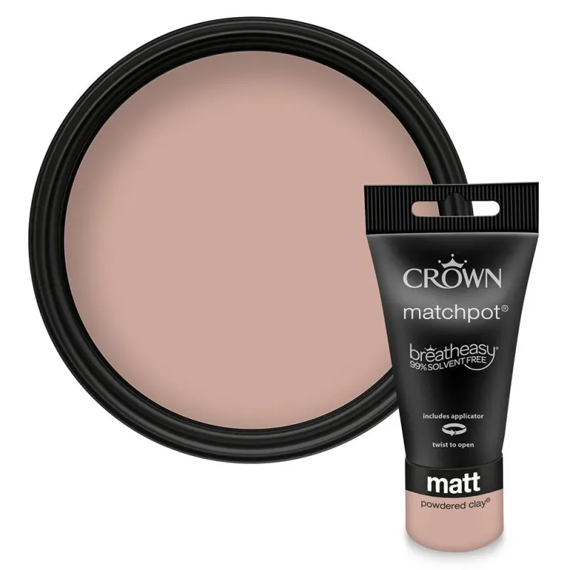 Crown Walls & Ceilings Matt Emulsion | Powdered Clay | 40ml Tester