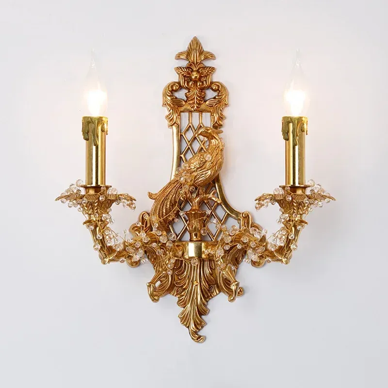 Afralia™ Luxury Copper Bird Wall Lamp: European Style, French Old-school Design Living Room or Corridor