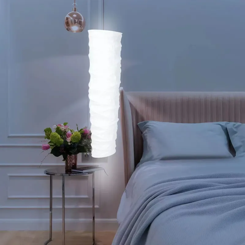 Afralia™ Polished Column Floor Lamp Rice Paper Shade Living Room