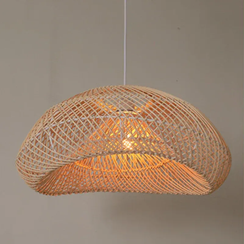 LED Rope Afralia™ Wicker Pendant Lamp: Hand-Woven Rattan Hanging Airy Dining, Living, or Bedroom