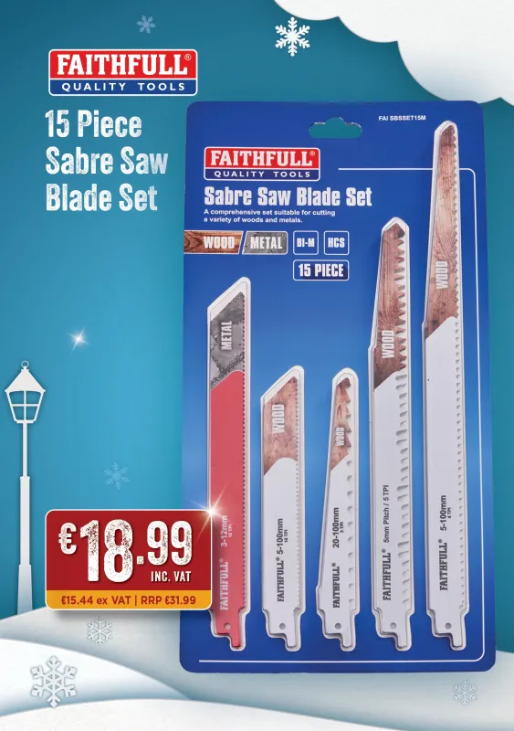 Faithfull 15 Piece Sabre Saw Blade Place - 601086