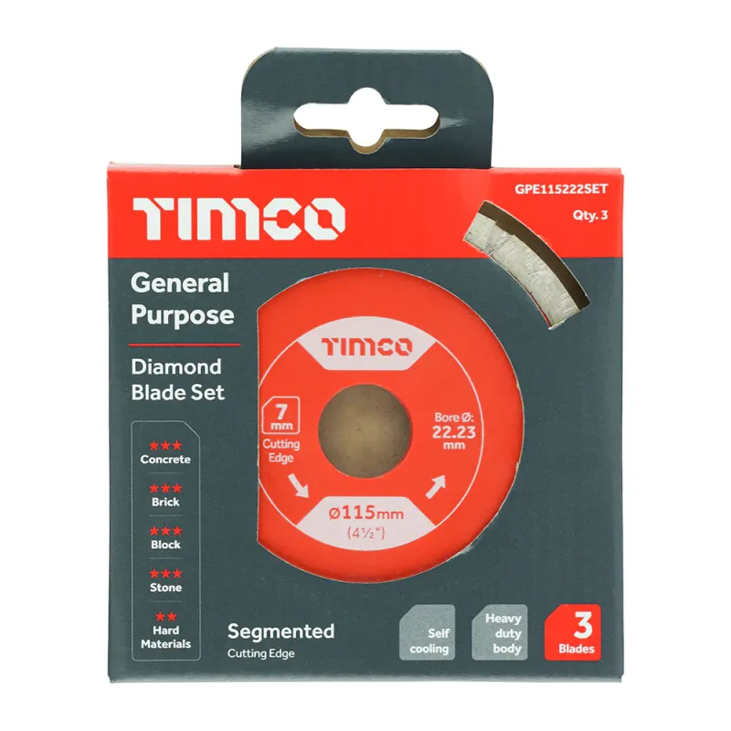 Timco General Purpose Diamond Blade - Segmented 115 x 22.2 Adjust 3
