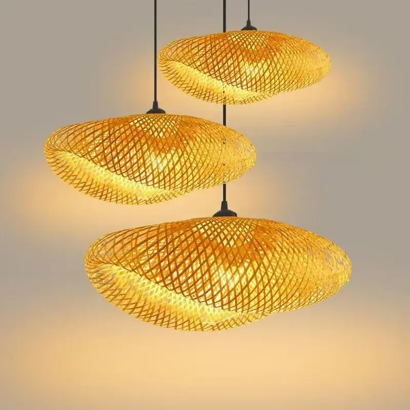 Afralia™ Bamboo-based Chandelier: Handwoven LED Ceiling Pendant Home Decor