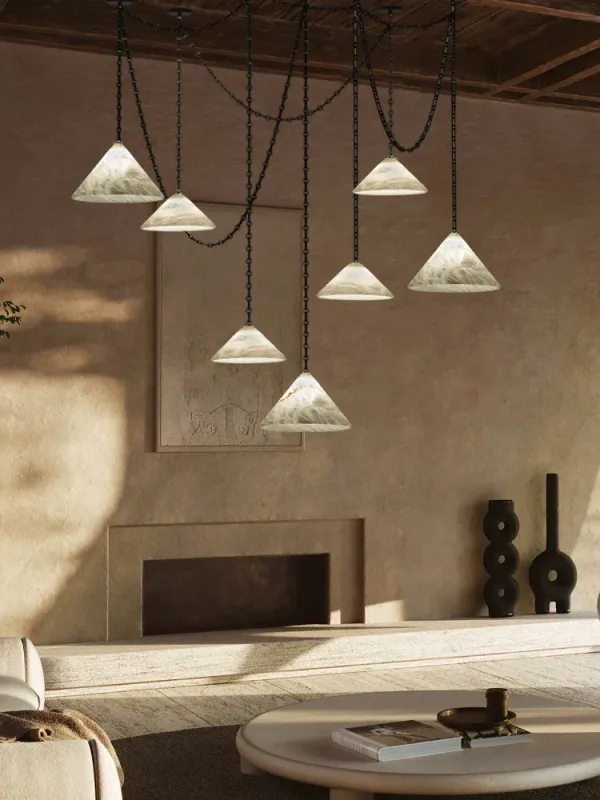 Afralia™ Gold Black Pendant Chain LED Lucite Chandelier - Indoor Bedroom Ceiling Portable Fixtures Clear Glass