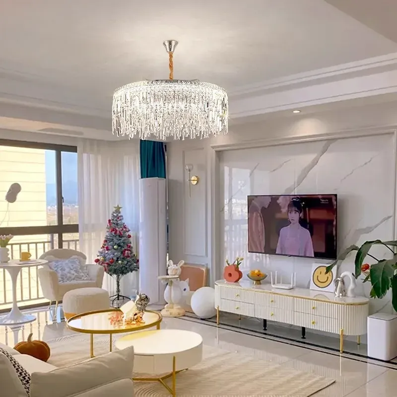 Afralia™ Golden Starry Sky Crystal Chandelier LED Pendant Portable - Luxe Indoor Lighting