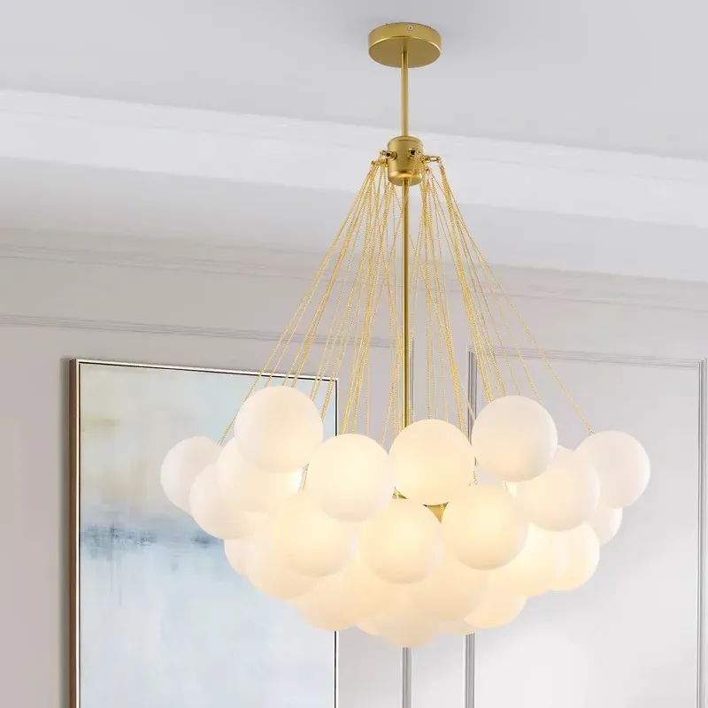 Afralia™ LED Pendant Chandeliers Current Living Room and Dining Room Lighting Clear Glass