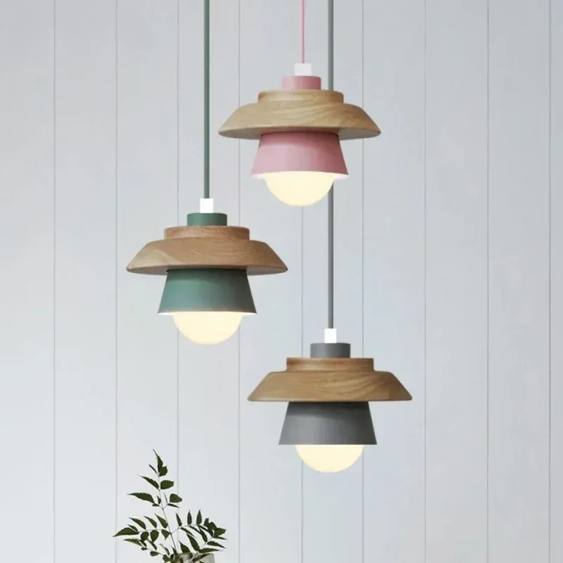 Afralia™ Macaron Nordic Wood Pendant Lights - Lively Art Decor Ceiling Lamp