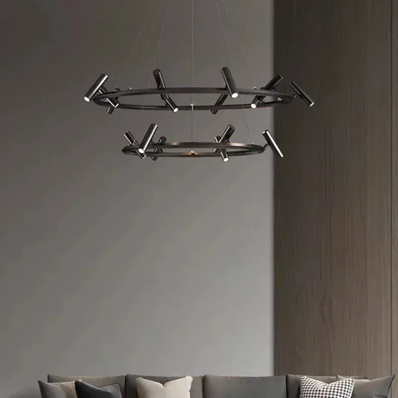 Afralia™ Nordic Black Metal LED Chandelier: Adjustable Pendant Buoyant Home Decoration (ETL Listed)