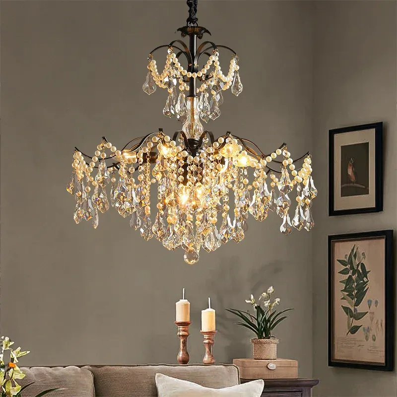 Afralia™ Nordic Crystal Chandelier LED Pendant Lamp Home Decor & Indoor Lighting Clear Glass
