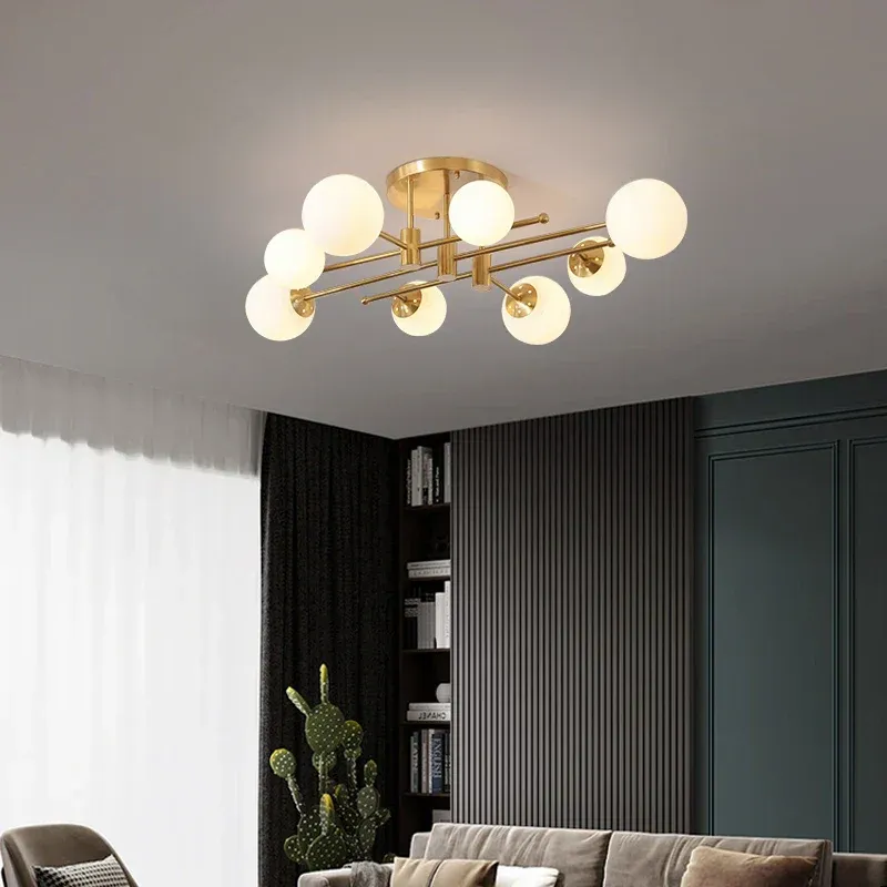 Afralia™ Nordic LED Glass Pendant Chandelier Ceiling Airy Home Decor