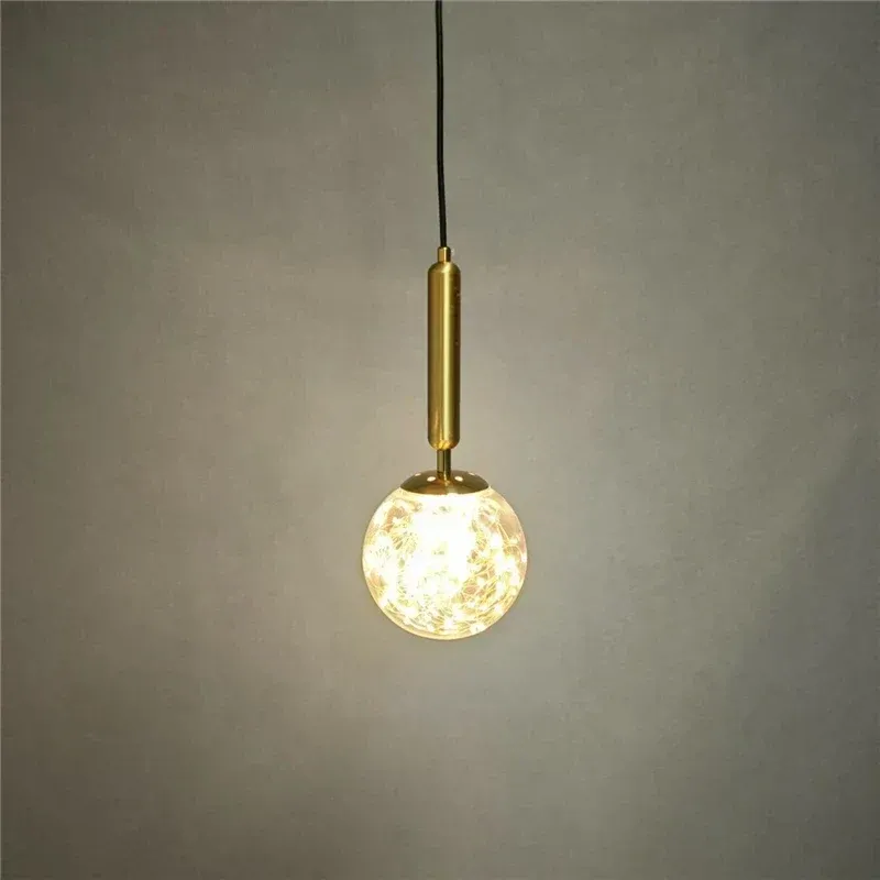 Afralia™ Starry Sky Glass Ball LED Pendant Airy: Modern Gold/Black Lamp Home Lighting.
