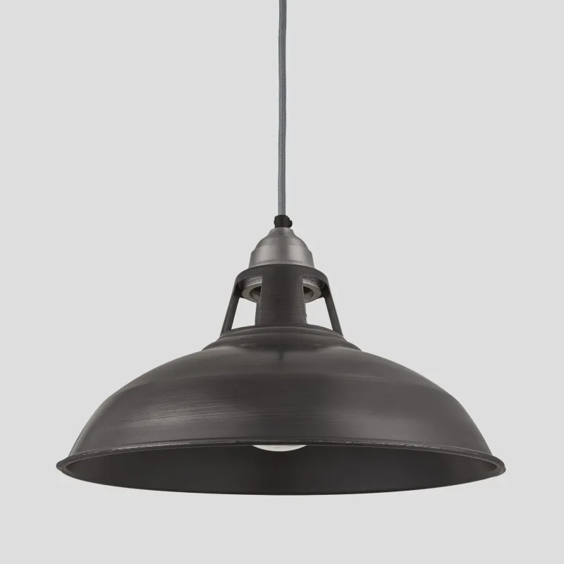 Aged Factory Slotted Pendant - 15 Inch - Pewter