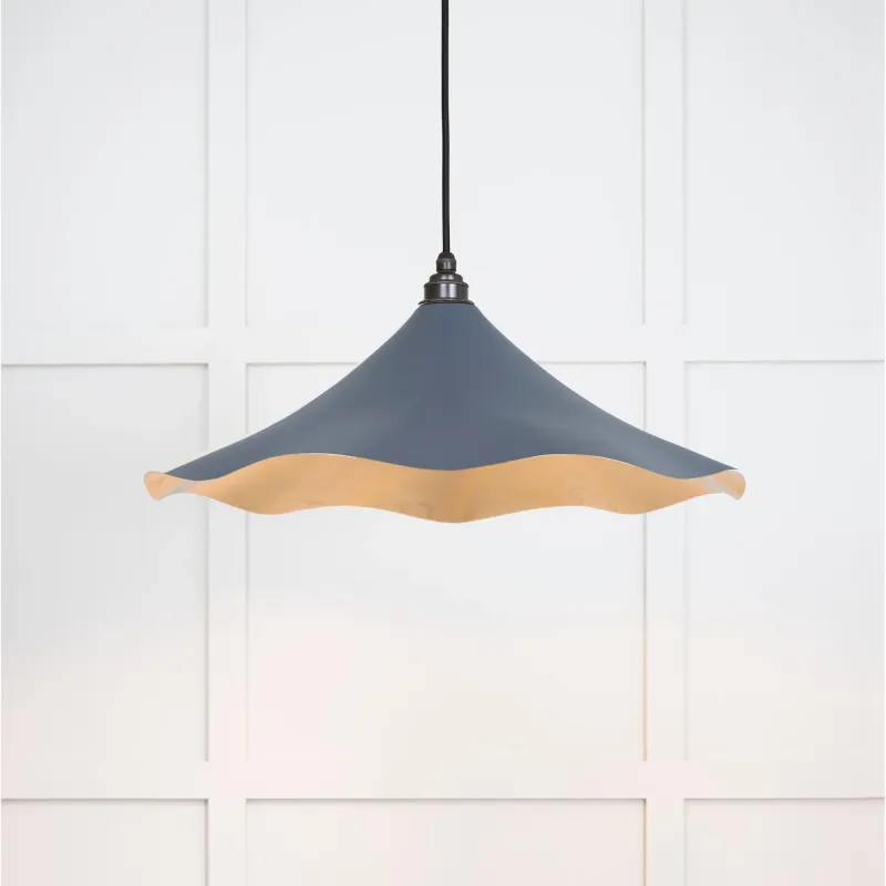 Dimmable LED Polished Brass Flora Pendant Slate